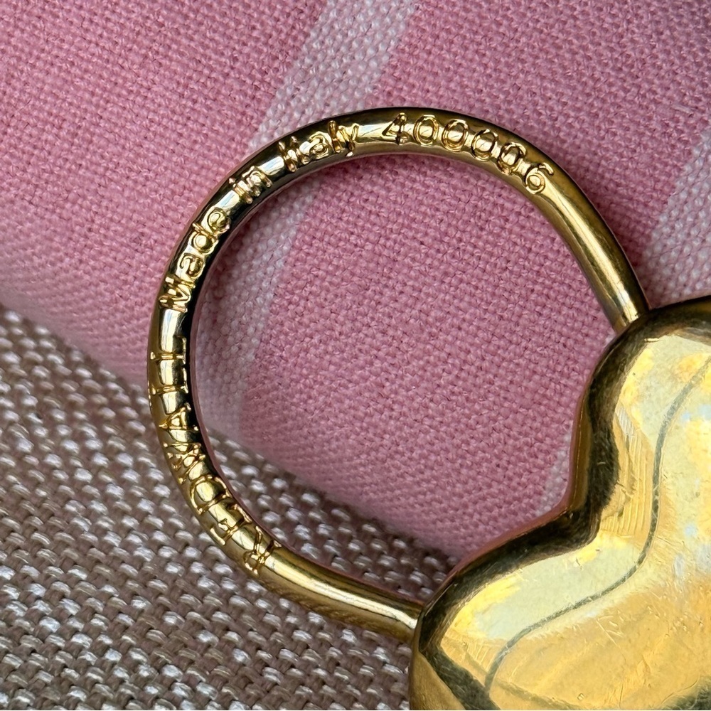 MOSCHINO BY REDWALL GOLD TONED HEART LOCK BAG CHARM 1980s Vintage Key - Picture 6 of 13